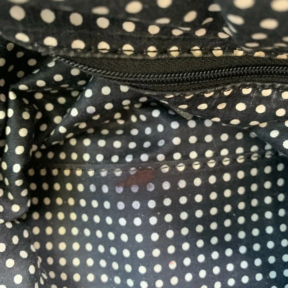 Kate Spade New York Matte Black Leather Bag Crossbody Zip Top Tote Handle Pleat